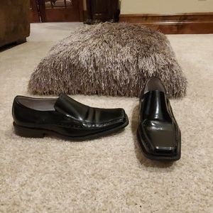 Mens black dress shoes square toe trendy